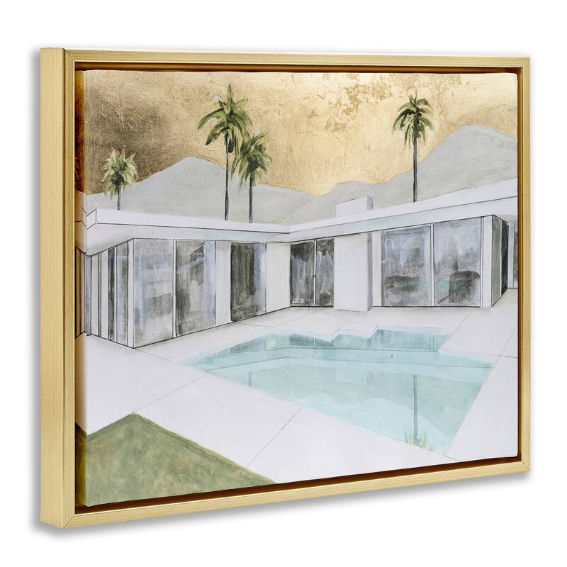 Stupell Modern Chic Pool View Framed Floater Canvas Wall Art Design By Michael Willett