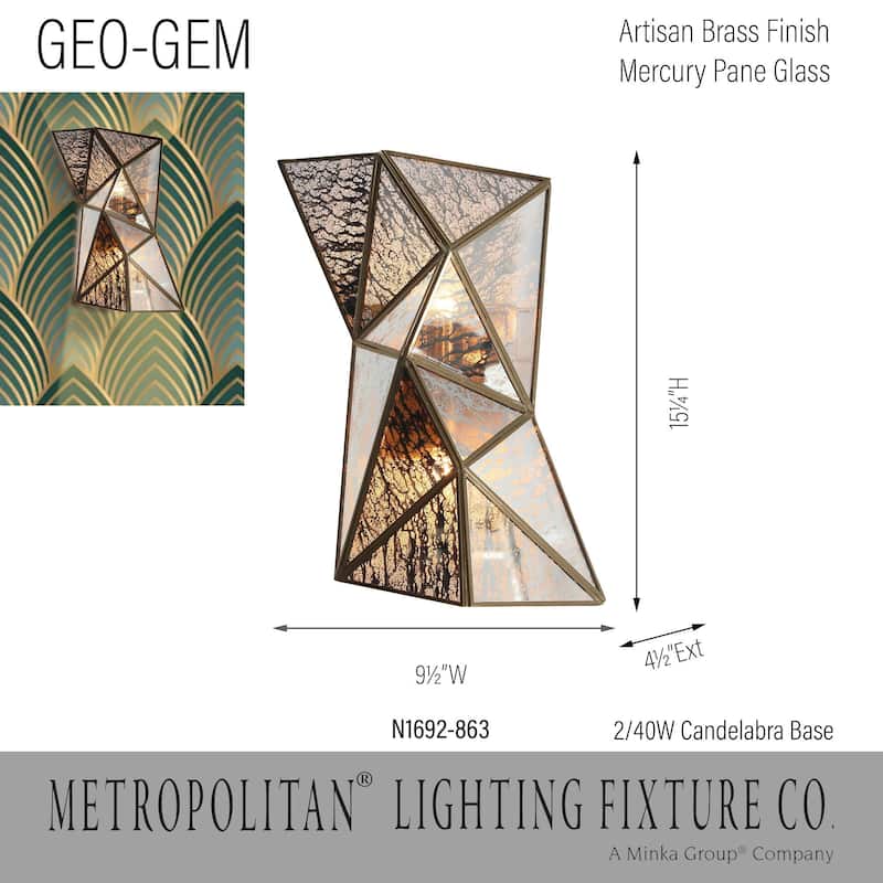 Metropolitan N1692 Geo-Gem 2 Light 15" Tall Wall Sconce