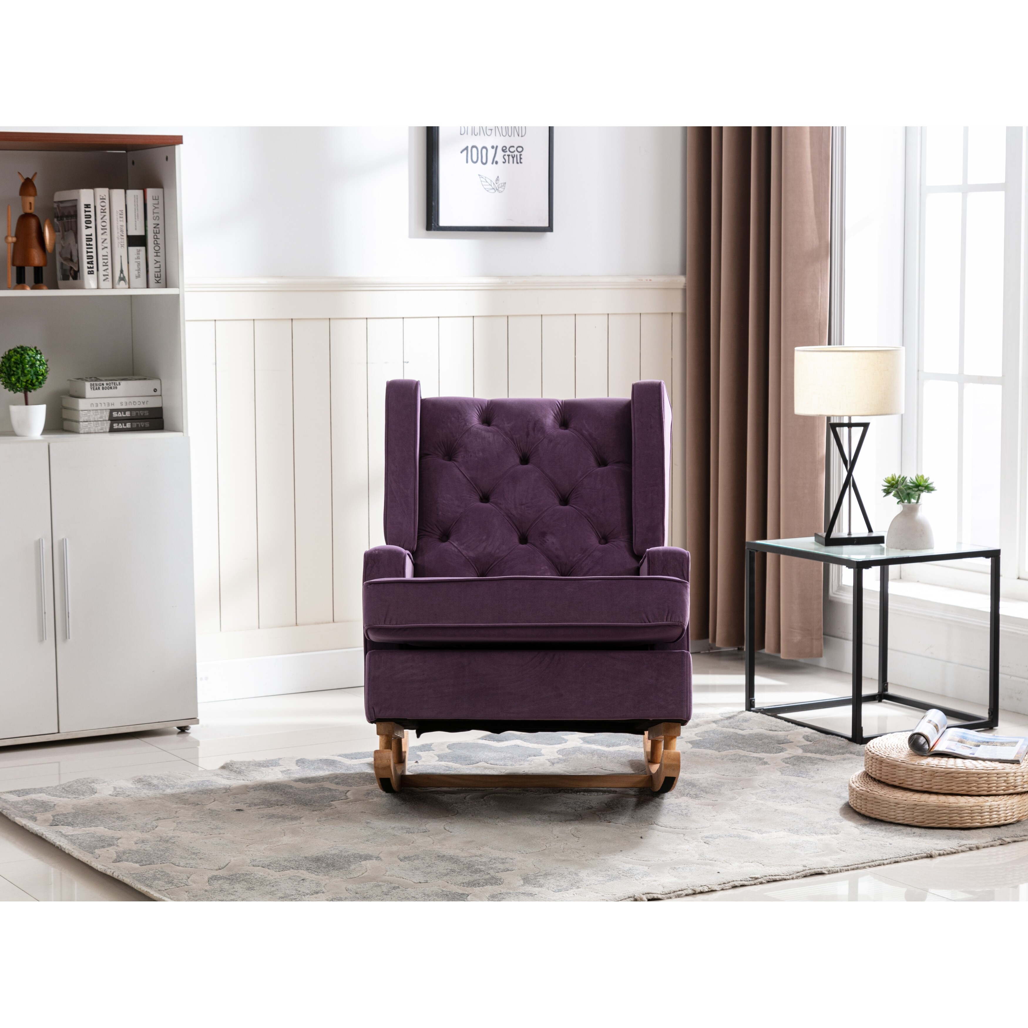 Comfortable Rocking Chair with High Backrest and Cozy Armrest