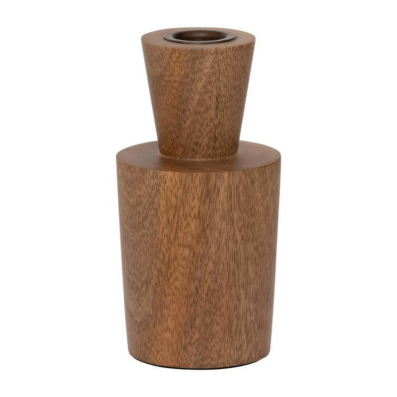 Tapered Conical Wooden Candle Holder - 5.75"