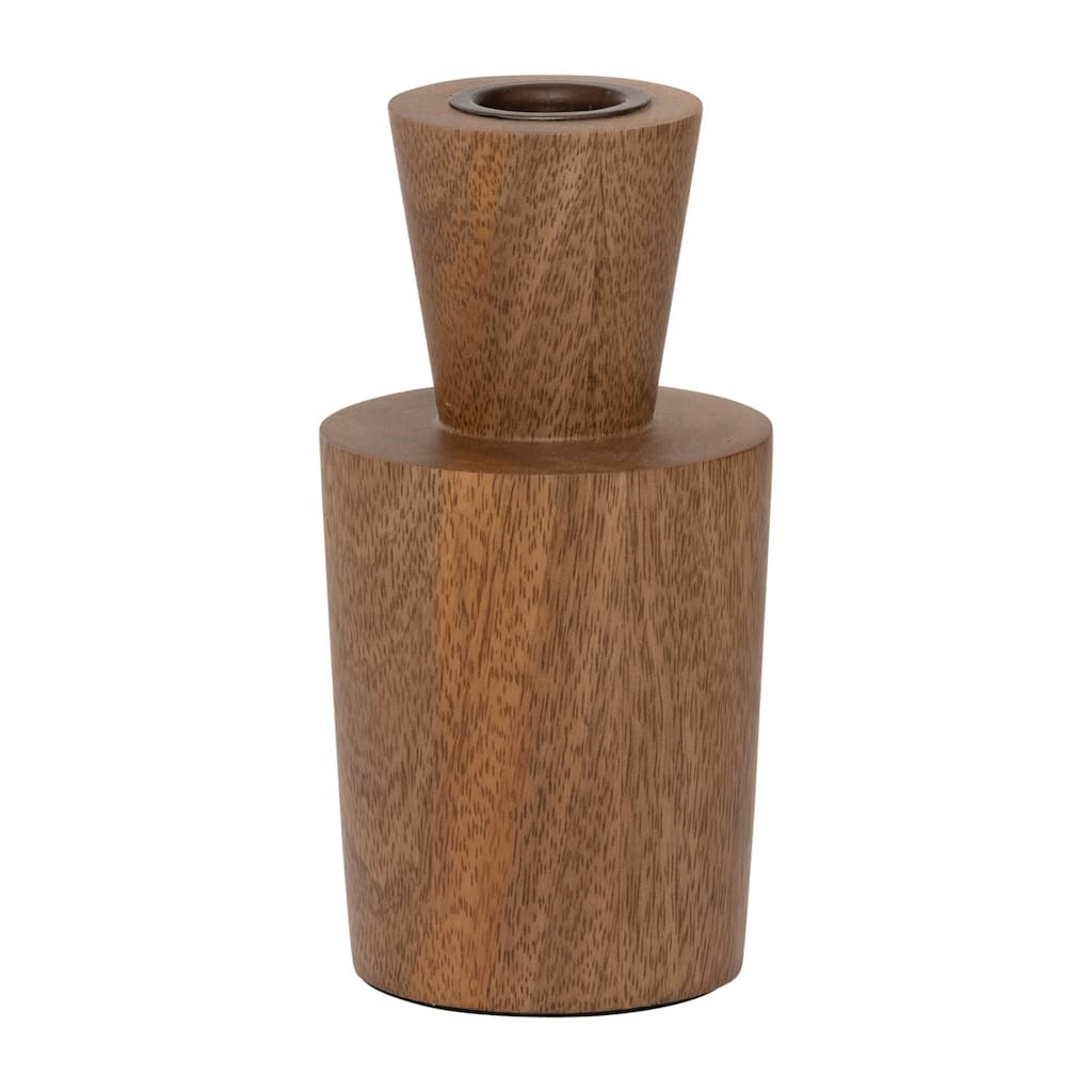 Tapered Conical Wooden Candle Holder - 5.75"