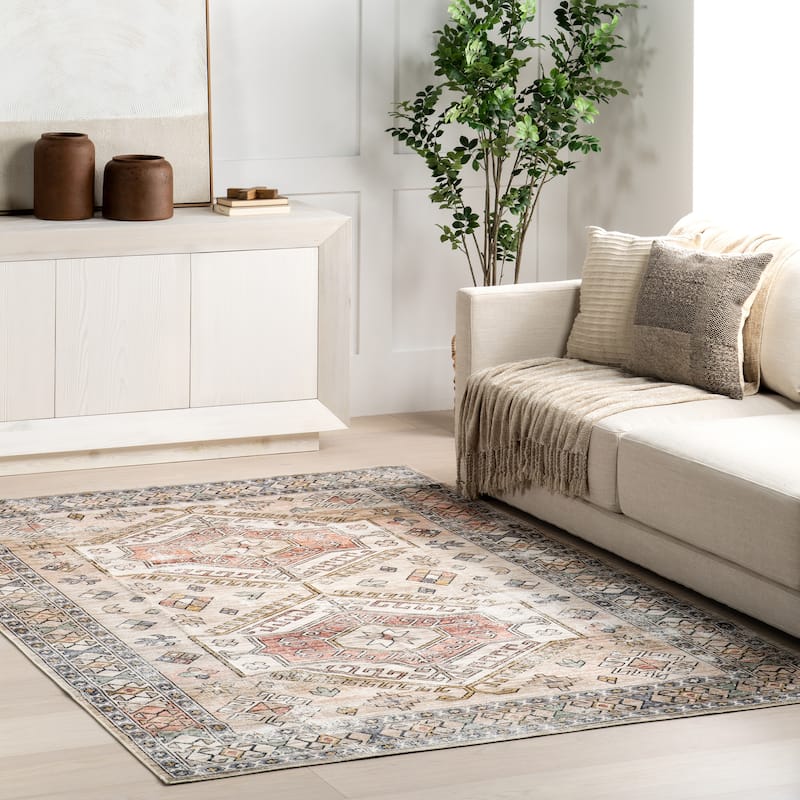 Nuloom Mae SpinClean Tribal Motif Machine Washable Area Rug