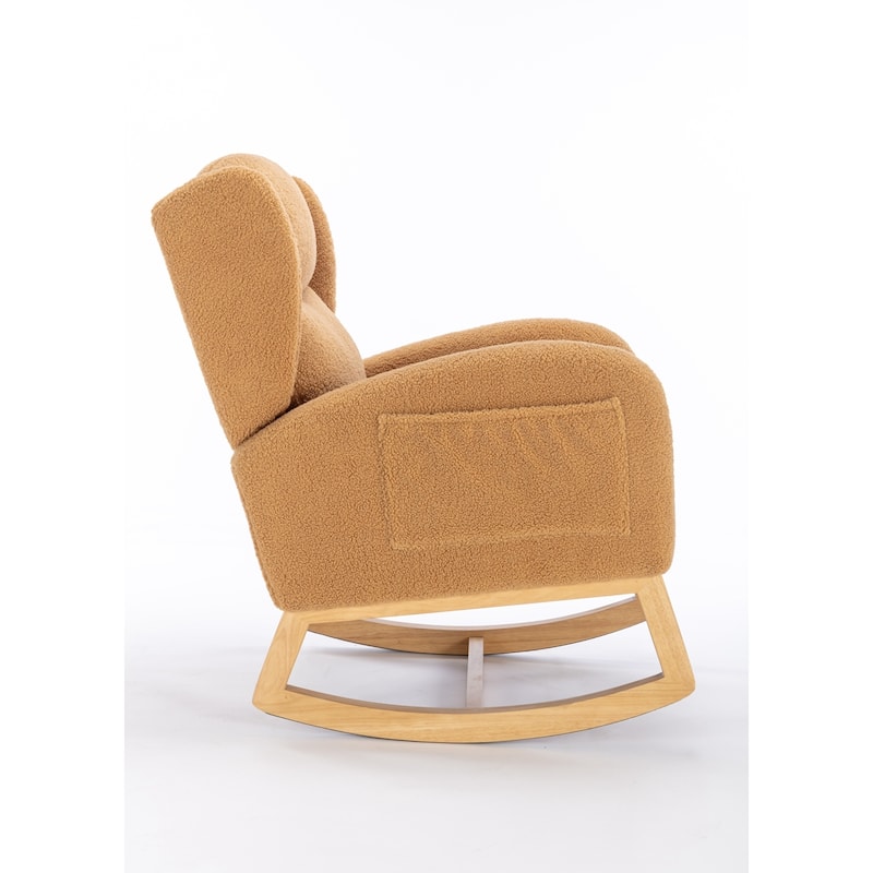 Teddy Fabric Rocking Chair With Packet Wood Legs