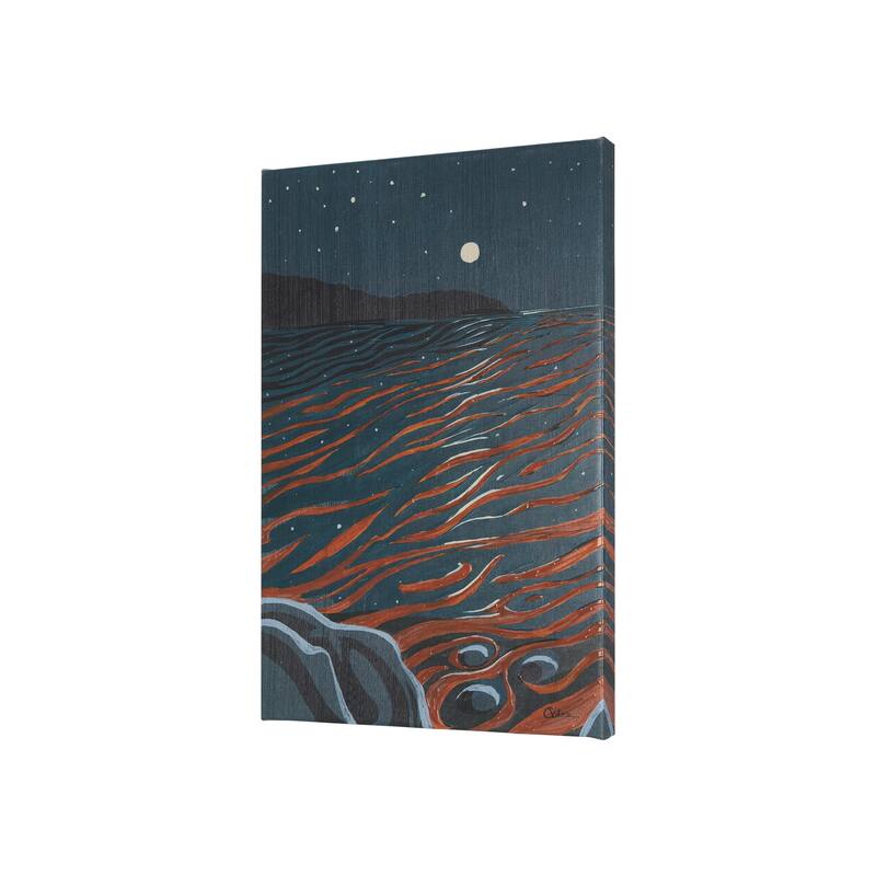 Sea Bay At Night II (20 x 30 ) Canvas Art Print