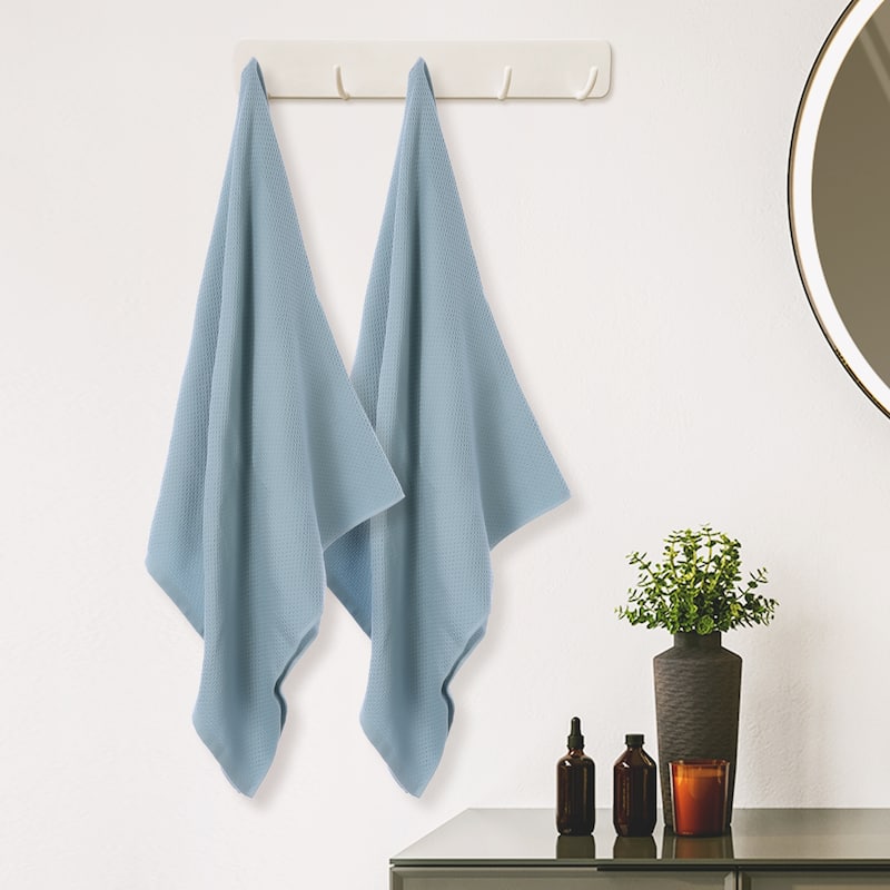 Waffle 2 Pack Cotton Bath Towel Set, Soft, Highly Absorbent, Quick Drying Towels for Bathroom, Gym, SPA, Yoga 28" x 56"
