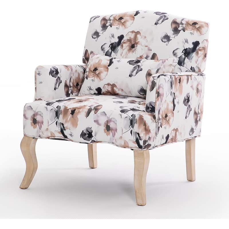EROMMY Floral Accent Chair for Living Room, Upholstered Wingback Armchair with Pillow.
