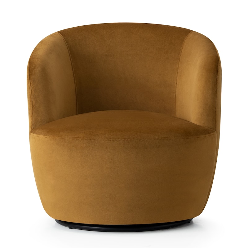 26.5" Wide Velvet Small Swivel Barrel Accent Chair