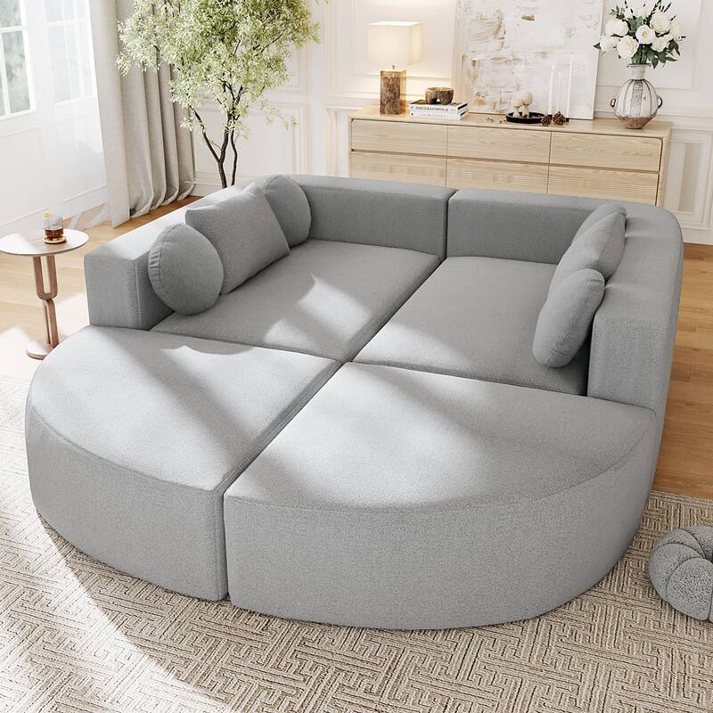 Anmytek Modular Sectional Sofa Bed 114.9" Free Combined Deep Seating Curved Design