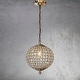 preview thumbnail 1 of 2, CraftHome 1-Light 12" Vintage Antique Gold Globe Small Sphere Pendant Light with Crystal Accents - W:11.8"