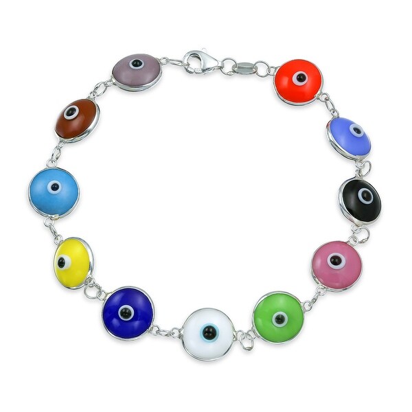 Gold Plated Sterling Silver 7 Inch Evil Eye Bracelet Cultural Eye