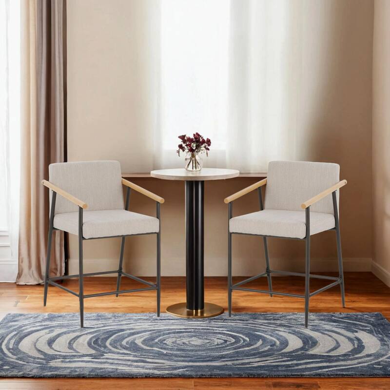 Christopher Knight Home - Counter Stool Set of 2 with Iron Frame, Fabric Cushions
