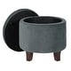 preview thumbnail 23 of 22, HomePop Velvet Round Storage Ottoman Gunmetal