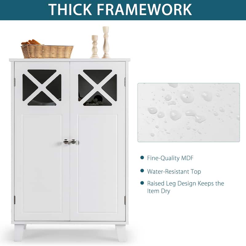 Costway Bathroom Cabinet Wooden Storage Cabinet Free Standing w/