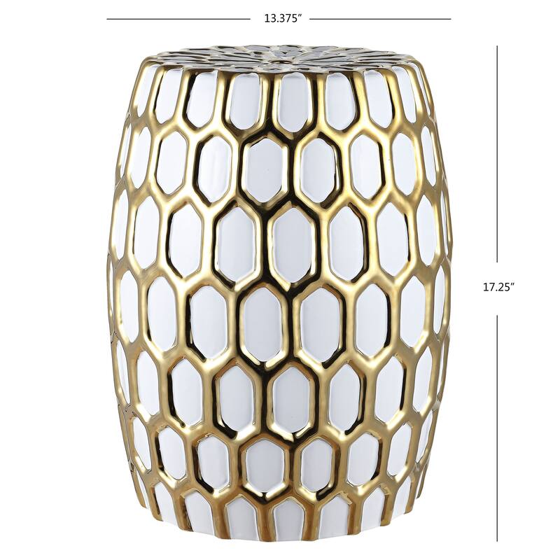 SAFAVIEH Clarinda Honeycomb Ceramic Decorative Garden Stool