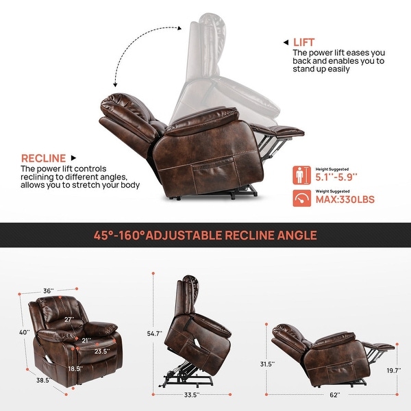 TackSpace Oversize Power Lift Recliner Chair for Elderly