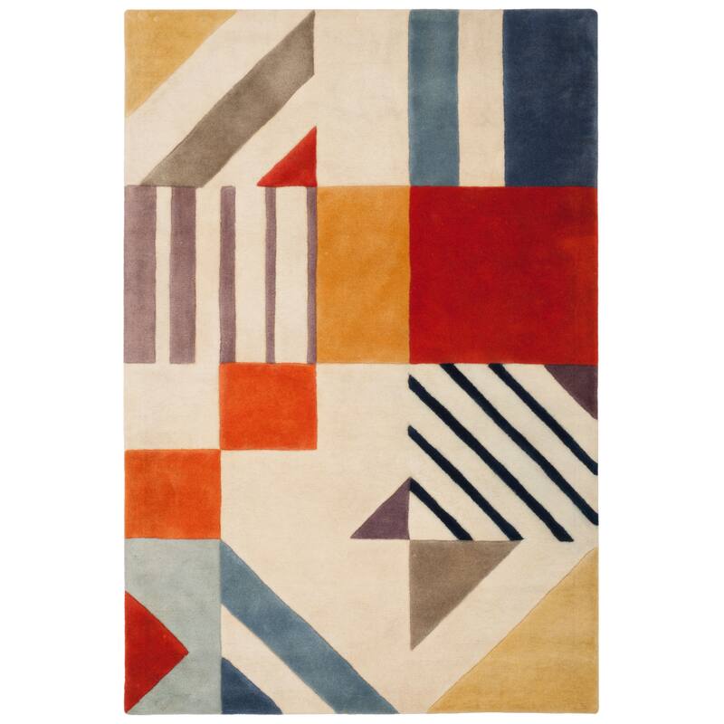 SAFAVIEH Handmade Fifth Avenue Carmo Mid-Century Modern Wool Rug - 2' x 3' - Ivory/Multi