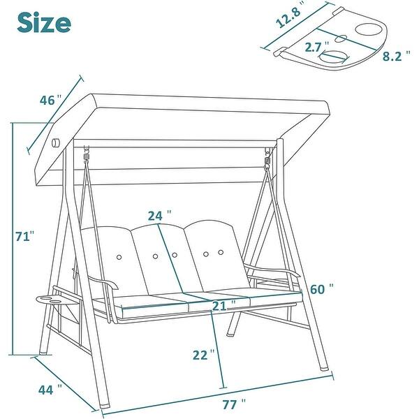 MCombo 3 Seat Patio Swings with Canopy, Adjustable Canopy Swing Sets for Backyard, Poolside, Balcony 4092