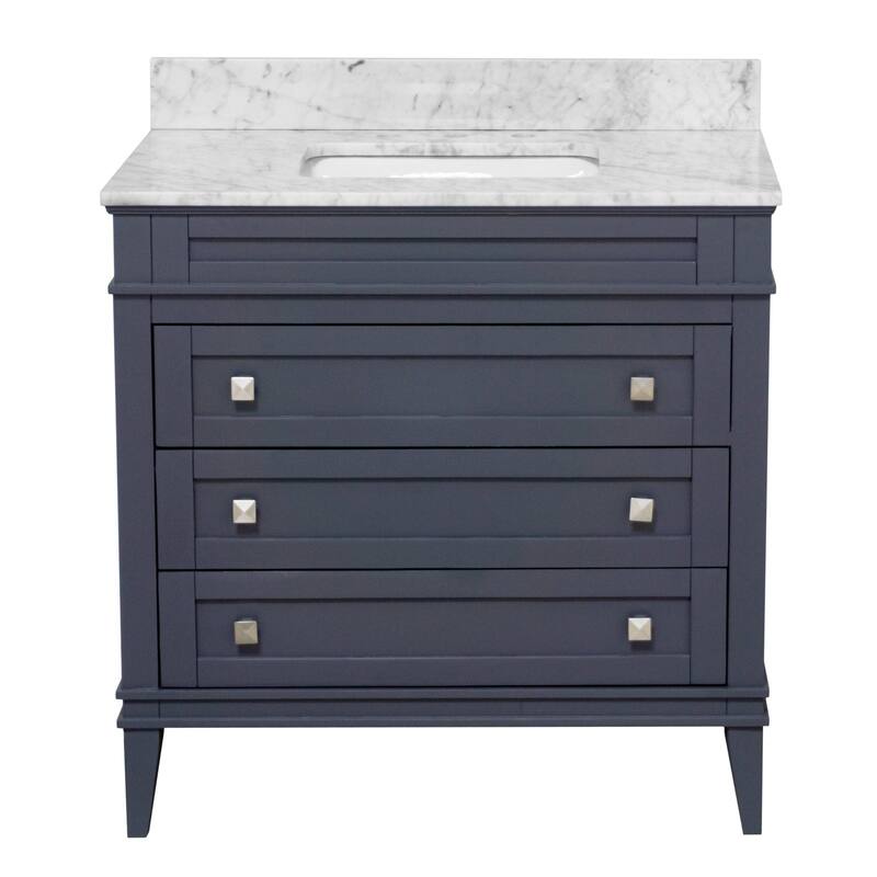 KitchenBathCollection Eleanor 36" Bathroom Vanity with Carrara Marble Top