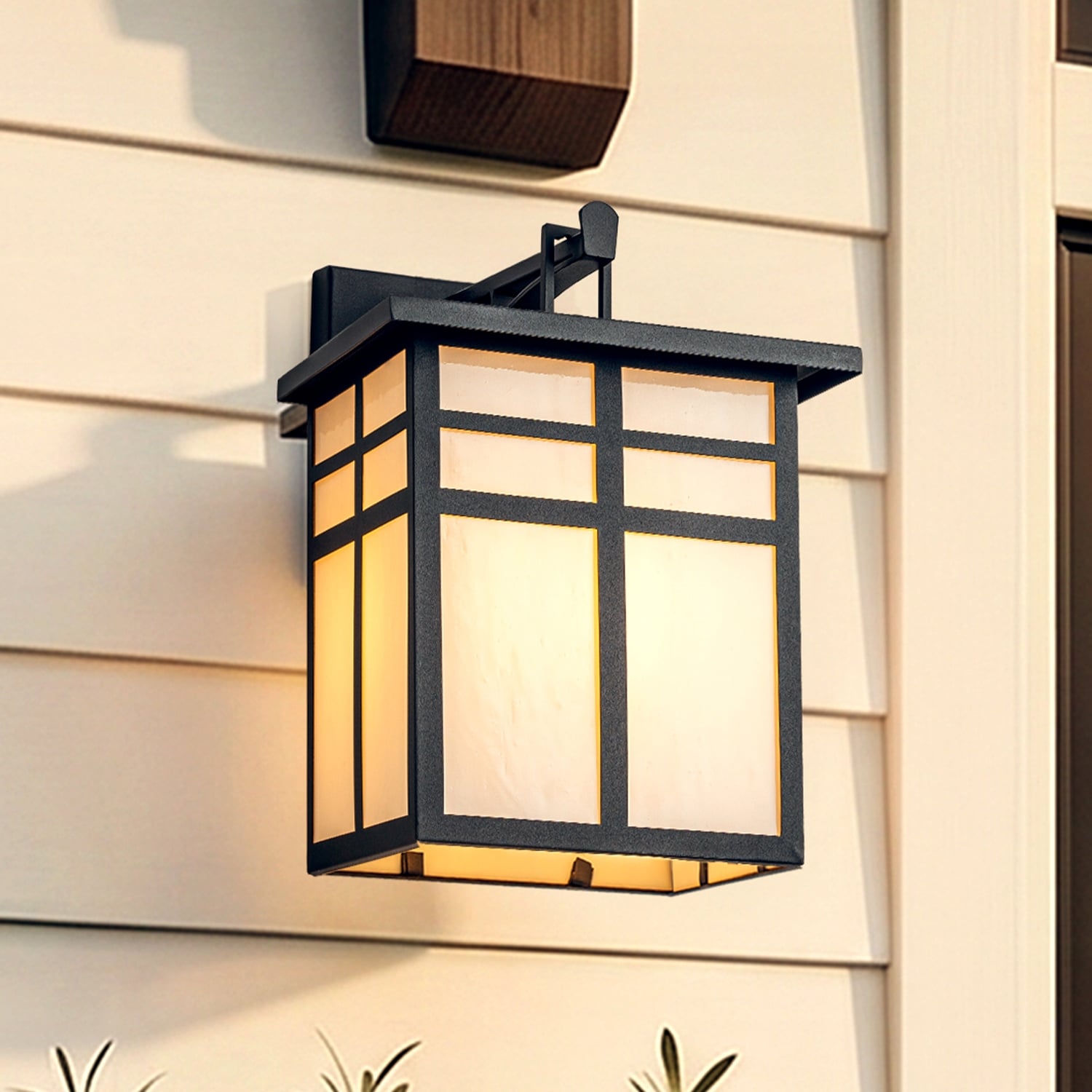 Modern Farmhouse Black Outdoor Wall Lantern with Frosted Glass Exterior Wall Sconce for Porch Entryway Garage
