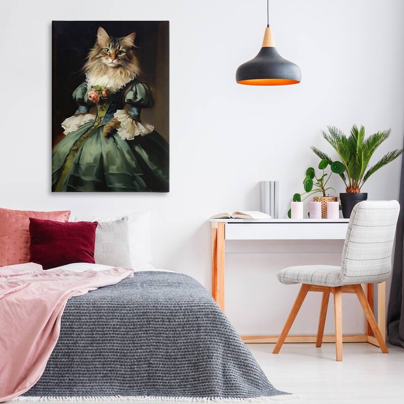 Stupell Cat in Elegant Dress Canvas Wall Art Design By Wumples
