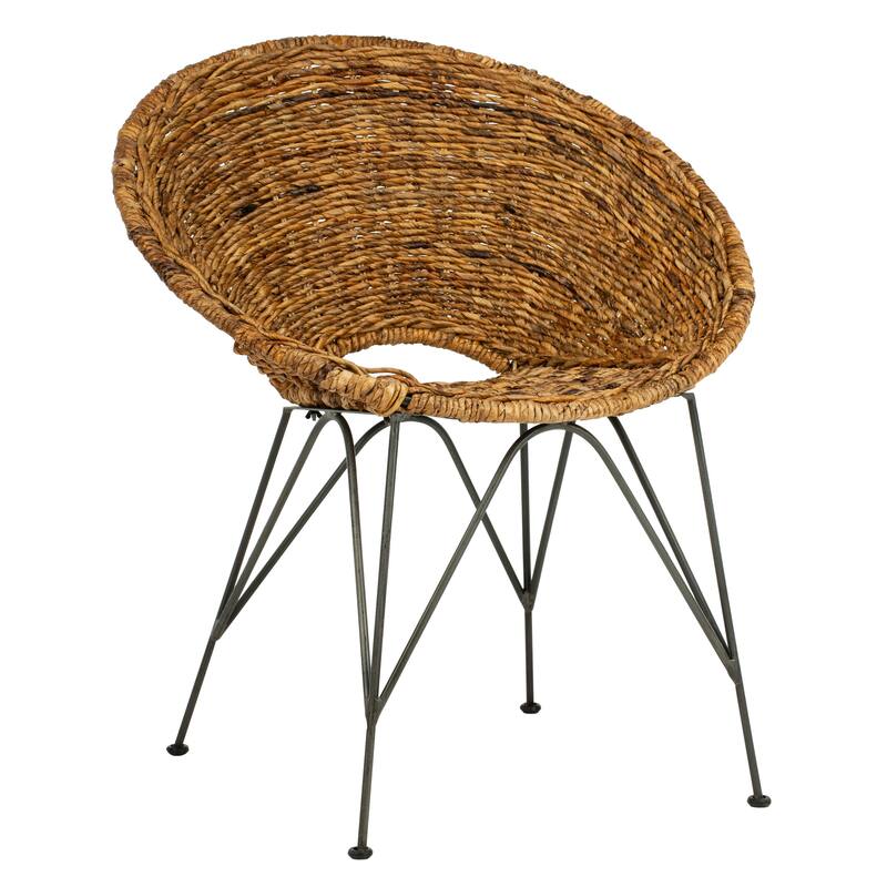 SAFAVIEH Musema Grey Wash / Dark Steel Rattan Accent Chair - 31.9" x 28" x 24"