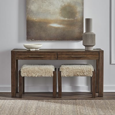 Liberty Furniture Broadmore Console Table, Upholstered Console Stools