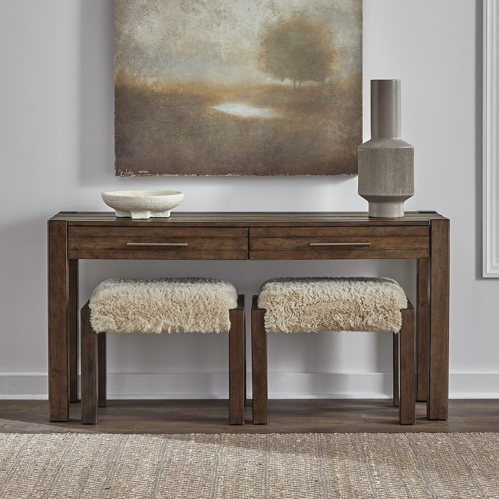 Liberty Furniture Broadmore Console Table, Upholstered Console Stools