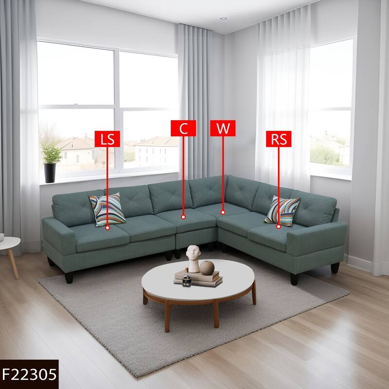 Contemporary 4-Piece L-Shaped Sectional Sofa Set