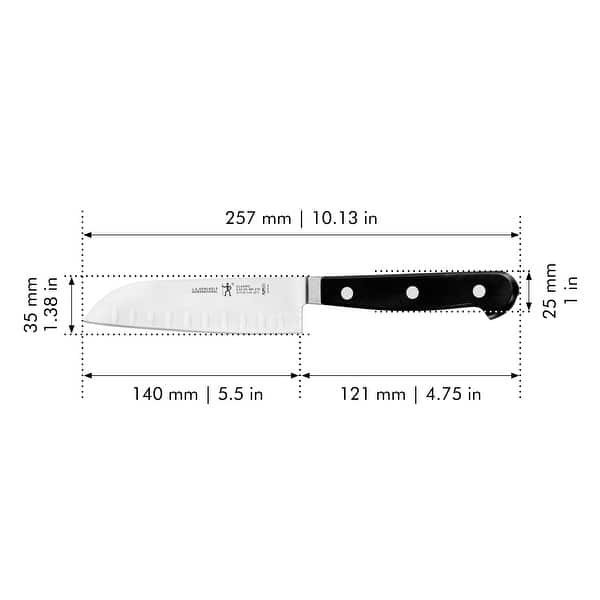 dimension image slide 1 of 2, HENCKELS CLASSIC Hollow Edge Santoku Knife