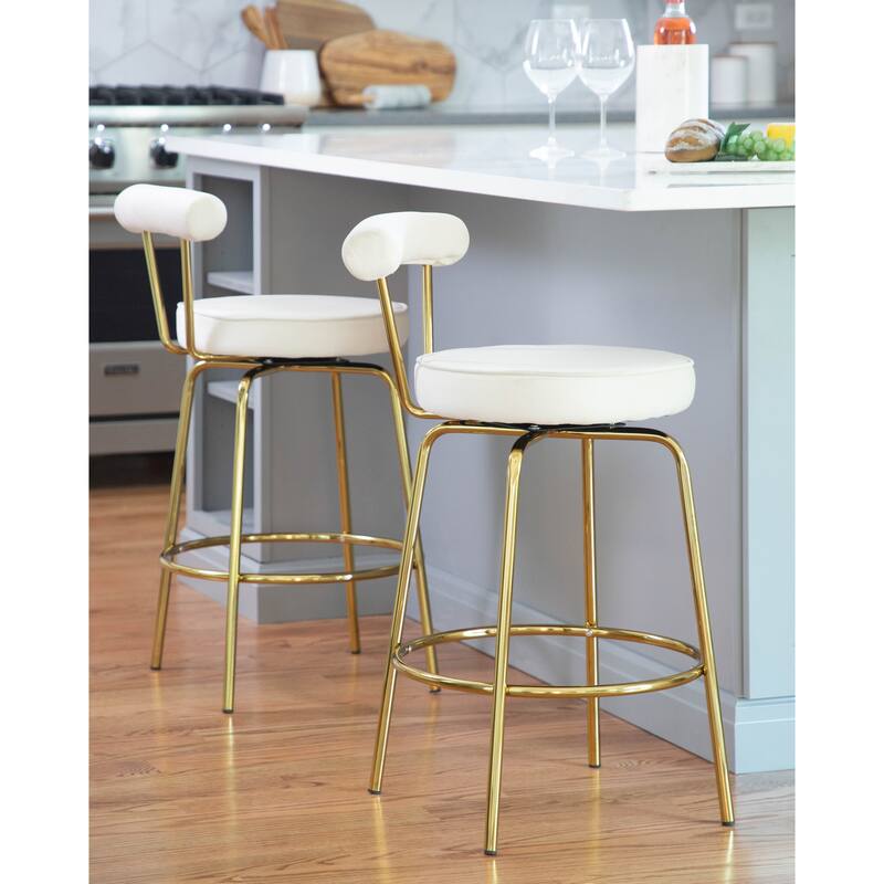 Silver Orchid Caines 26" Fixed-Height Gold Counter Stool (Set of 2)