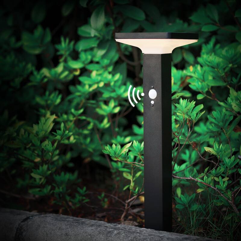 Solar Path Light Motion Sensor Dusk to Dawn Landscape Driveway Light Wireless Bollard Light - Black