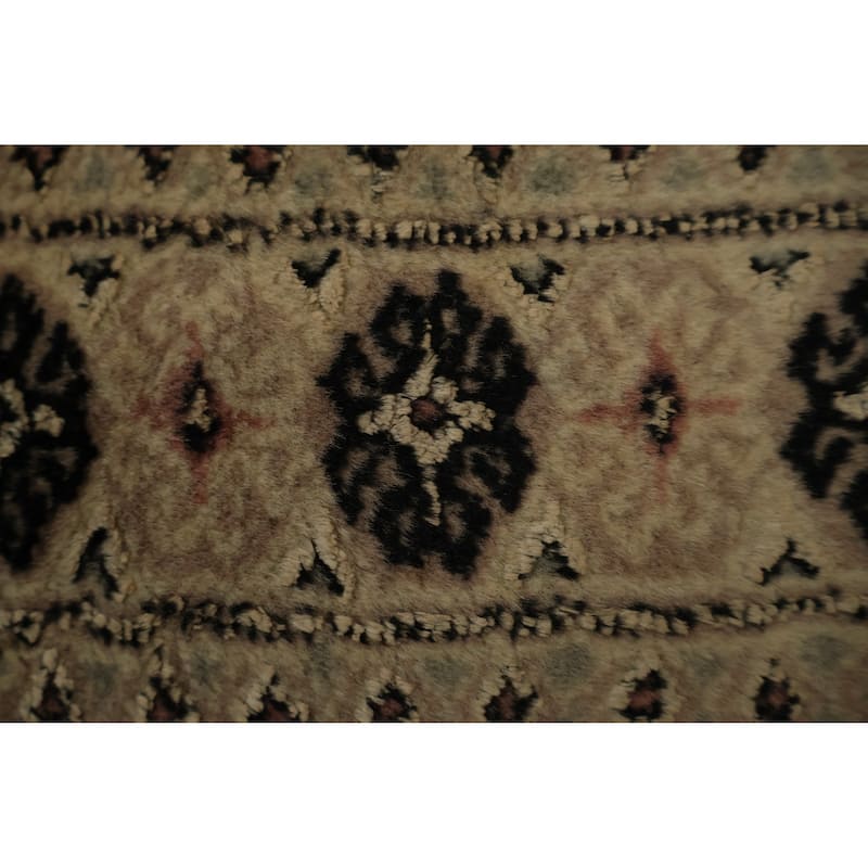 Hand Knotted Oriental 100% Wool Carpet Traditional Geometric Pink Bokhara Runner Rug - 9' 9'' X 2' 8''