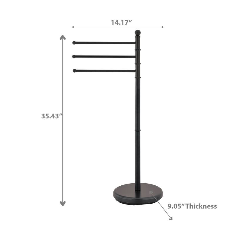 3 Arms Metal Towel Stand Black