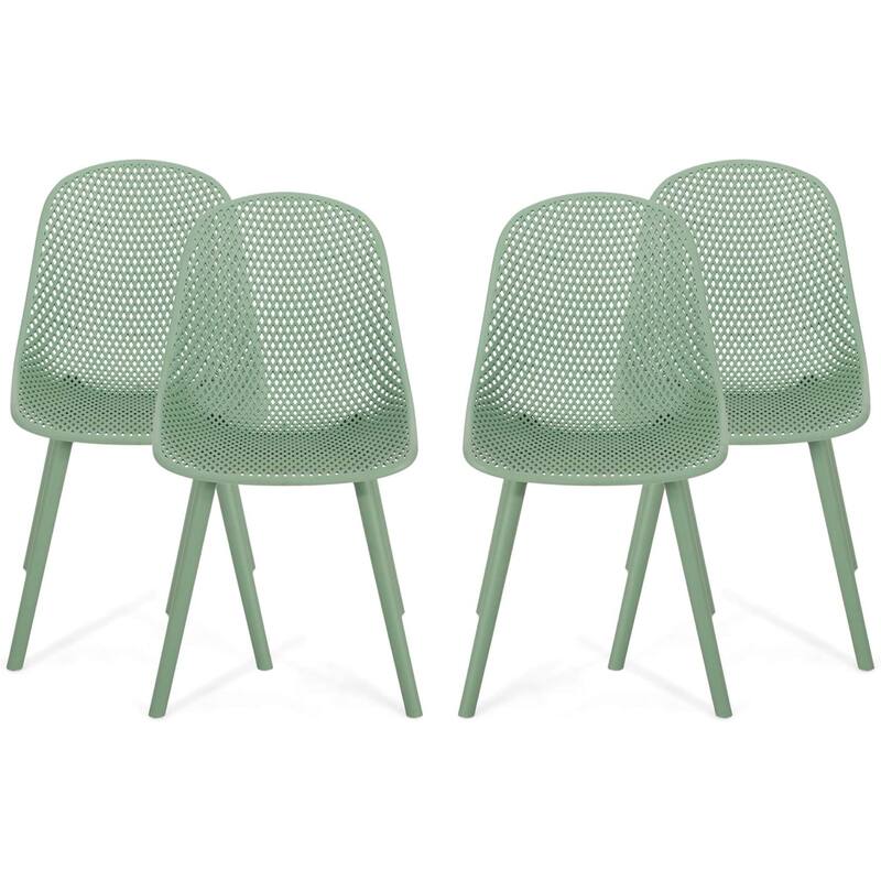 Roomfitters Modern Perforated Dining Chairs (Set of 4), Sleek Lightweight Design for Indoor Outdoor Spaces