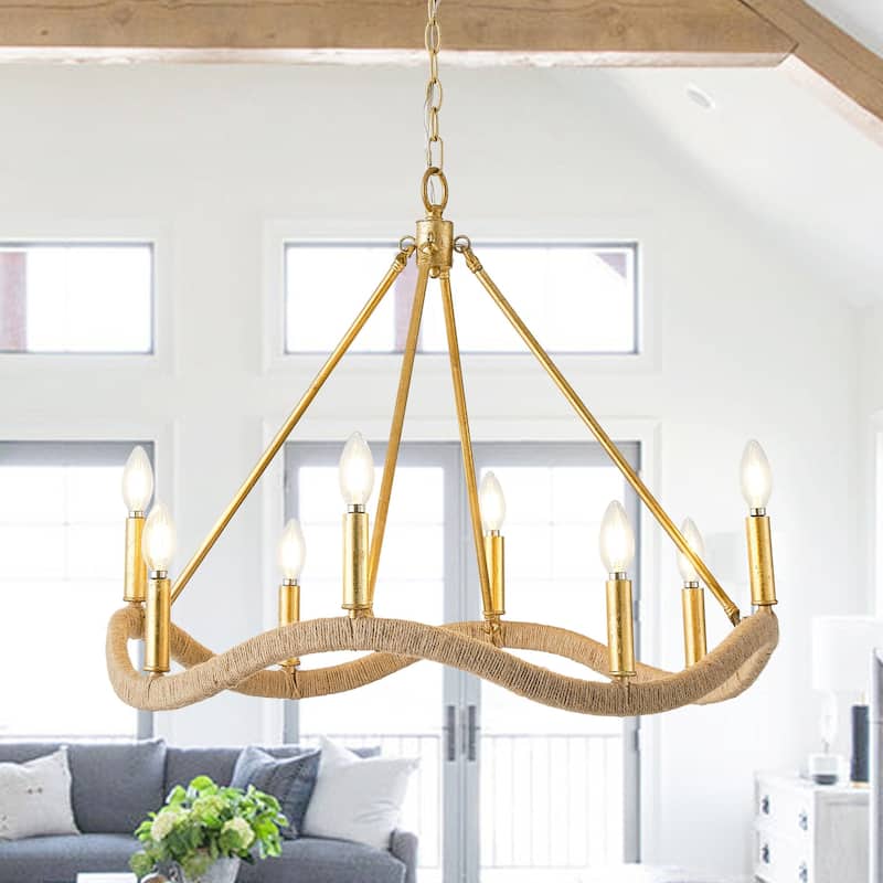 28" 8-Light Golden Modern Candle Chandelier