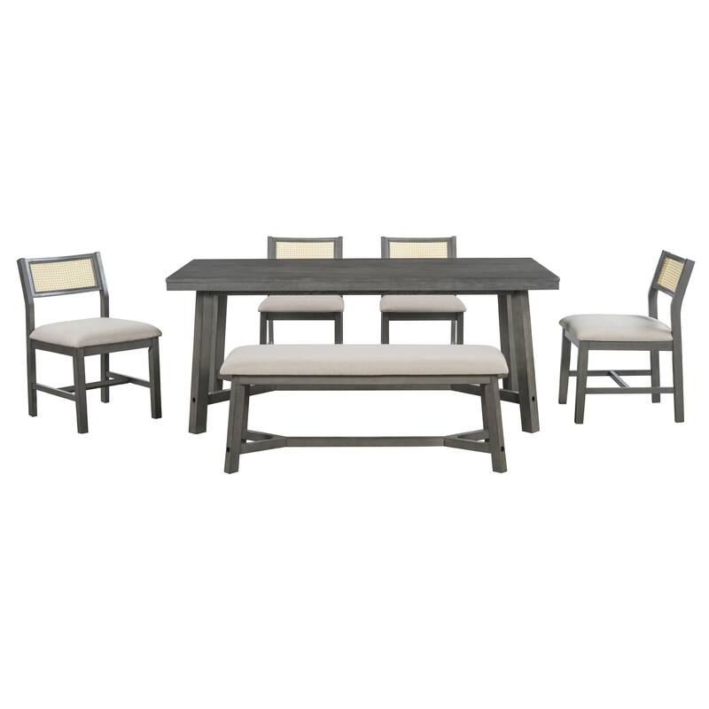 6-piece Retro Farmhouse Style Dining Set