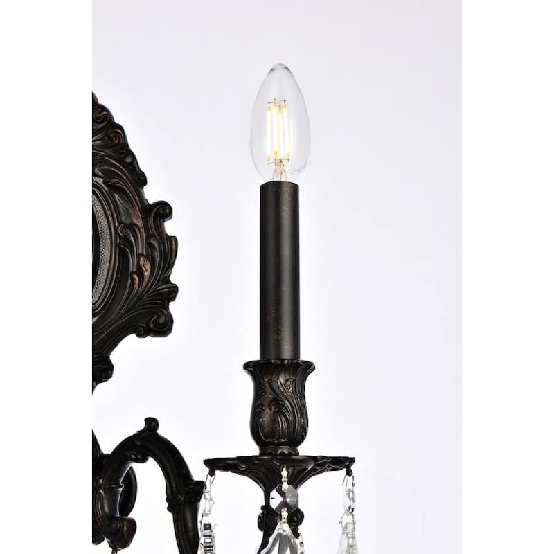 Fleur Illumination Collection Wall Sconce D:14in H:18in E:9.5in Lt:3 Dark Bronze Finish (Elegant Cut Crystals)
