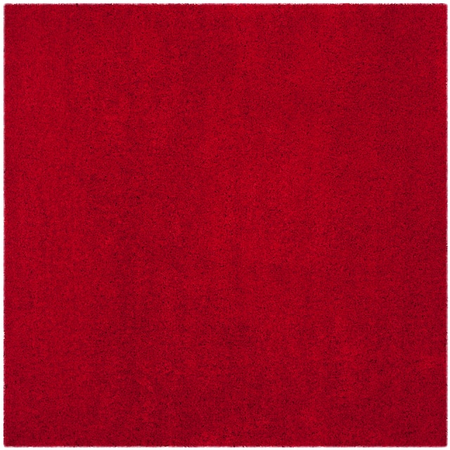 SAFAVIEH Laguna Shag Verdiana Solid Color 2-inch Thick Shag Rug - 6'7" Square - Red