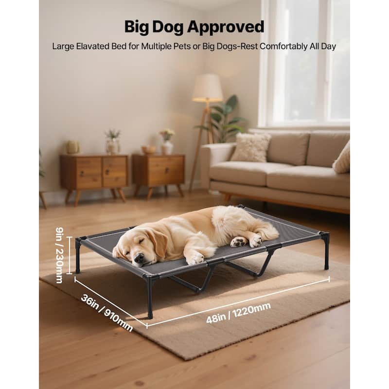 Elevated Dog Bed for Large Dogs Breathable Mesh, Heavy Duty Steel Frame, 132 lbs Capacity - 48 in x 36 x 9 in