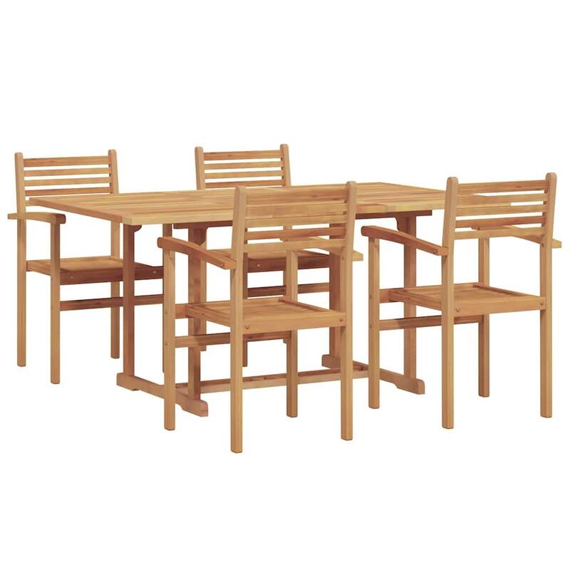 vidaXL Garden Dining Set 5 pcs Natural Solid Acacia Wood - 21.65 x 22.05 x 35.63 in
