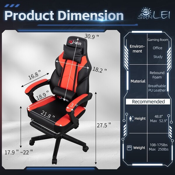【SALE／55%OFF】 Gaming Futzca Chair Headrest with Chair Office Leather PU 邦楽