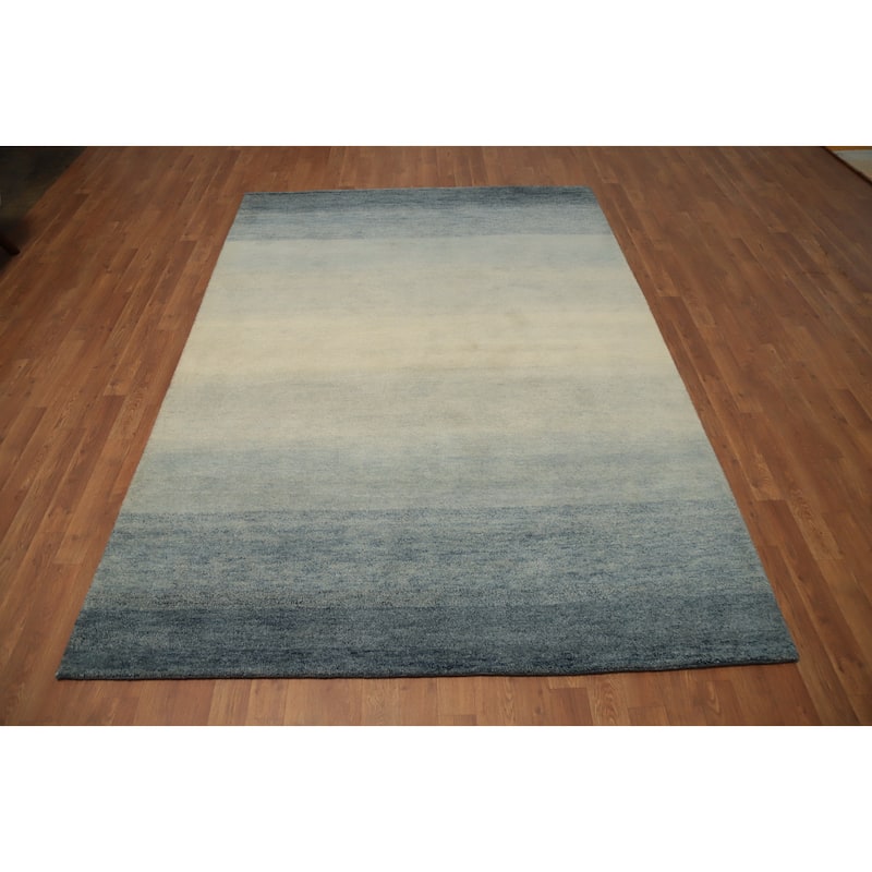 Hand Knotted Oriental 100% Wool Carpet Modern Stripe Multi-Colored Gabbeh Area Rug - 7' 10'' X 5' 7''