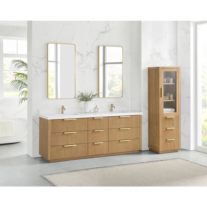 Santarem Double Vanity with Pure White Quartz Stone Top without Mirror