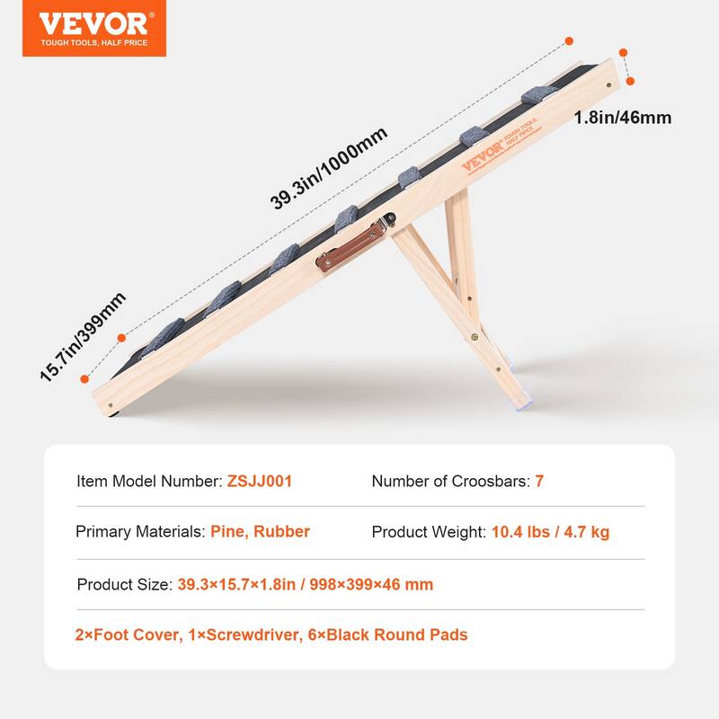 VEVOR Dog Ramp,Folding Pet Ramp for Bed,Adjustable Dog Ramp for Adjustable,Suitable for Couch,Sofa,Car