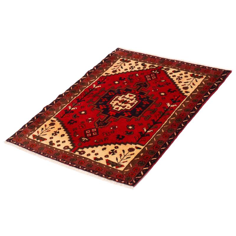 ECARPETGALLERY Hand-knotted Andelz Red Wool Rug - 3'5 x 4'6