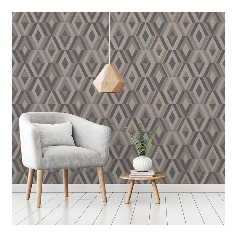 Fine Decor Shard Charcoal Geometric Wallpaper - 20.5 x 396 x 0.025