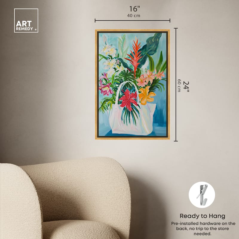Art Remedy Tropical Flower Bag Framed Flowers In Vase Paintings
