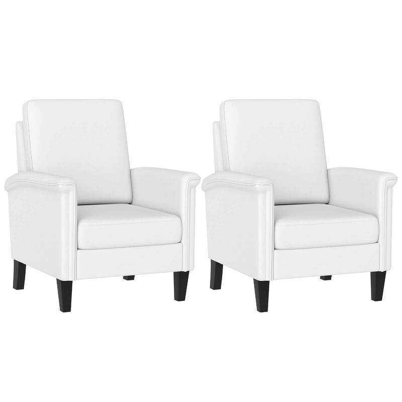 Costway 1/2 PCS Floral Accent Chair with Solid Wood Legs & High Back - See Details - White-2 PCS - Set of 2
