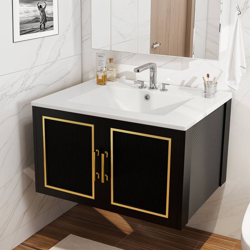 Moasis 30" Bathroom Vanity with Ceramic Sink and 2 Doors