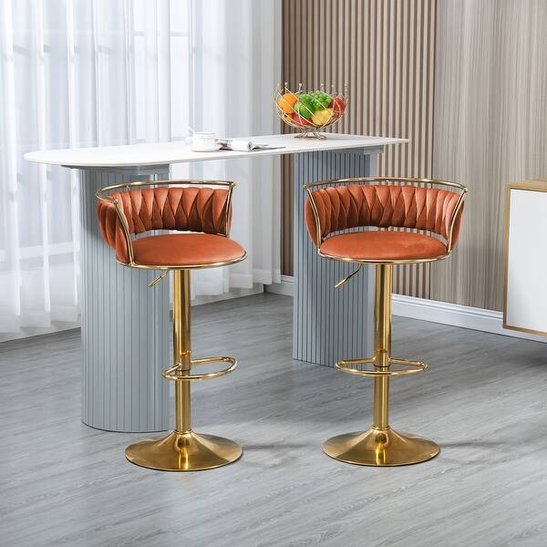 Velvet Swivel Bar Stools with Low Back & Footrest On Sale Bed Bath